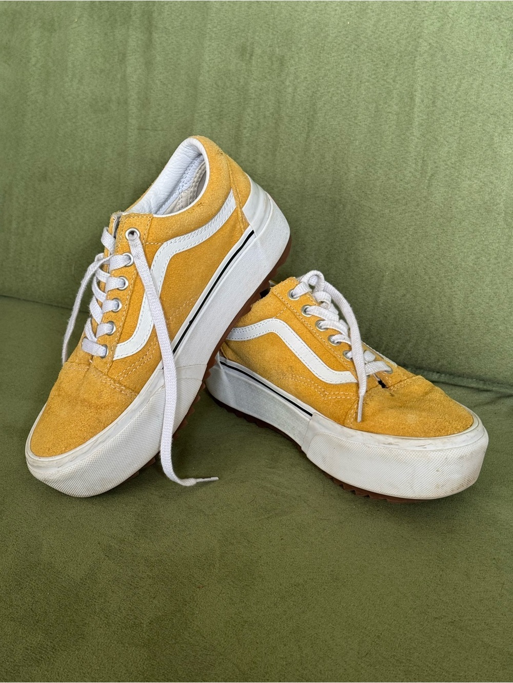Vans Women's Yellow Suede Platform Old Skool Sneakers